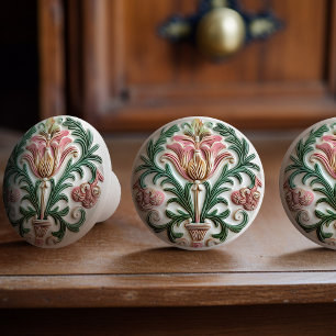 Victorian Tulip Charm Ceramic Knob Pull
