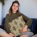 Victorian Tulip Foliage Floral Motif Livingroom Cushion<br><div class="desc">Art nouveau-style design,  with stylised tulip and foliage forming a repeating motif. Floral motifs are separated by scrolling foliate framework. Printed in brown,  deep red,  and green on tan ground.</div>