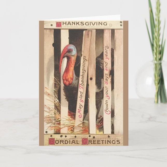 Victorian Turkey Thanksgiving Greeting Card (Front)