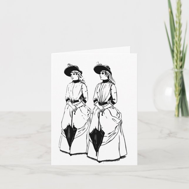 Victorian Umbrella Twins Card (Front)