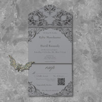 Victorian Until Death Black & Grey Wedding QR Code