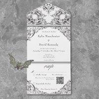 Victorian Until Death Black White Wedding QR Code