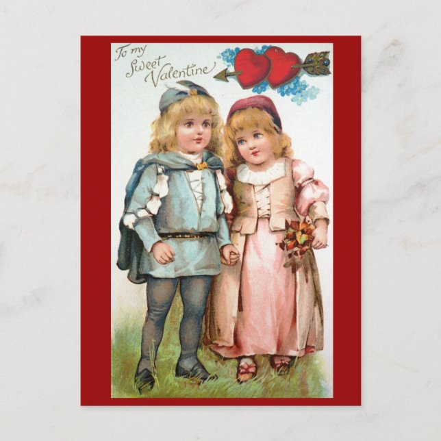Victorian Valentine Antique Post Card Lovers (Front)