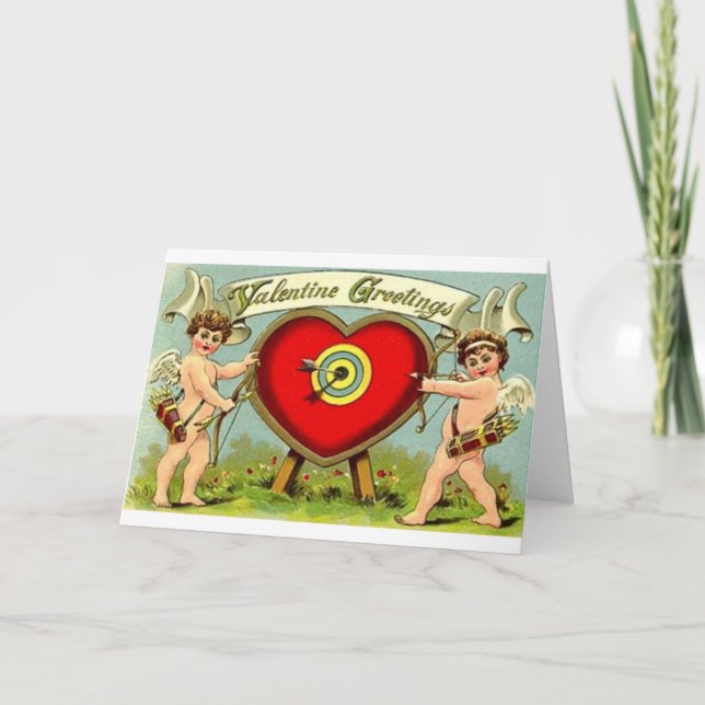 Victorian Valentine Archery Valentine's Day Card (Front)