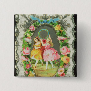 Victorian Valentine Card 15 Cm Square Badge