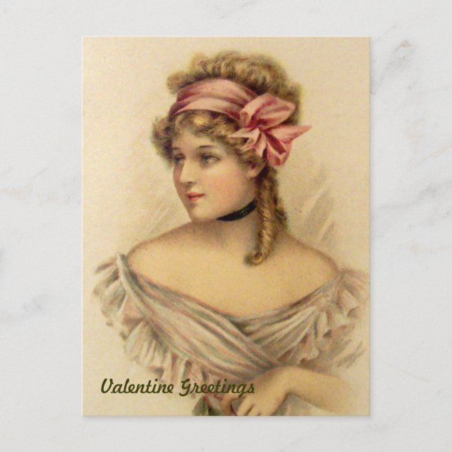 Victorian Valentine Greetings Vintage Postcard (Front)
