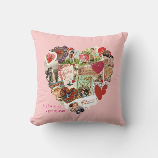 Victorian Valentine Heart Pillow (Front)