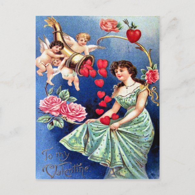 Victorian Valentine Holiday Postcard (Front)