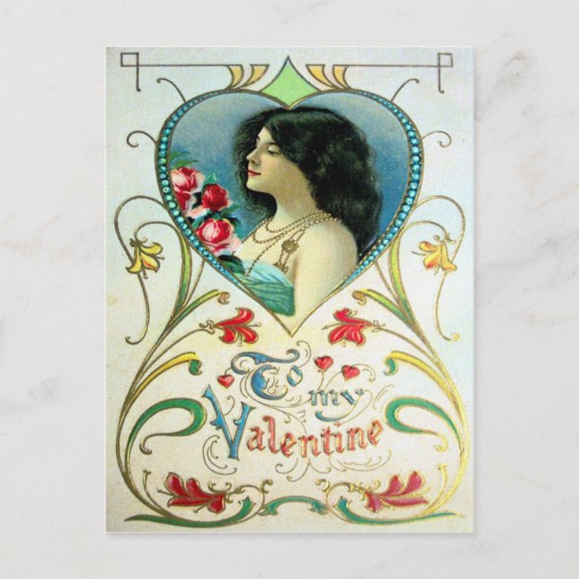 Victorian Valentine Holiday Postcard (Front)