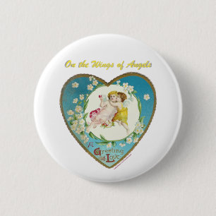 Victorian Valentine On the Angels of Angels Gifts 6 Cm Round Badge