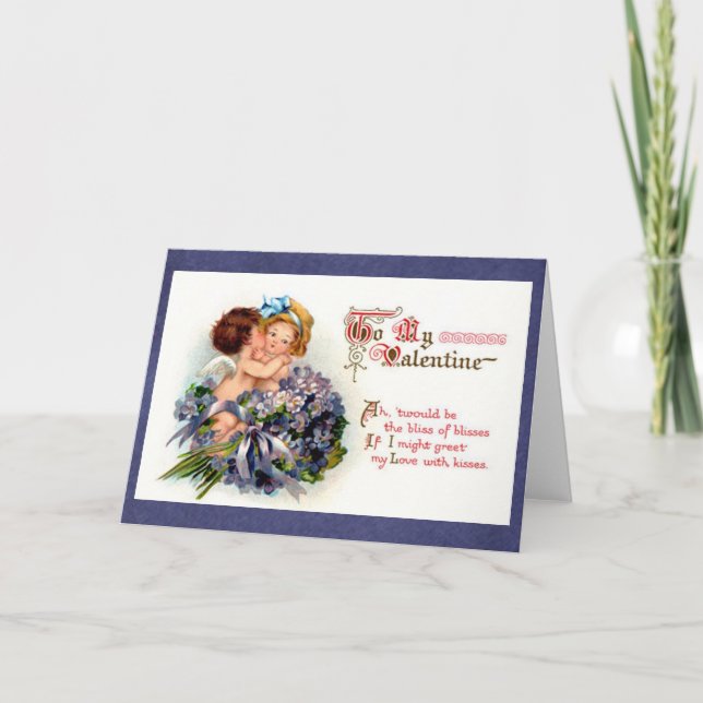 Victorian Valentine "The Bliss of Kisses" Cupids Holiday Card (Front)
