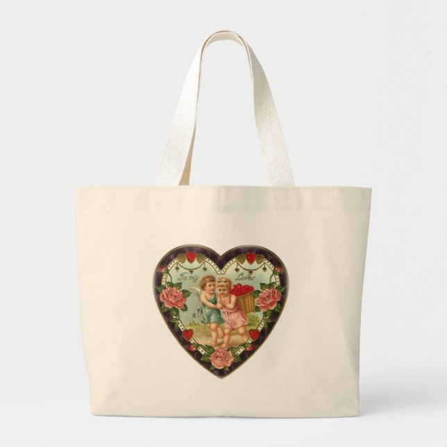 Victorian Valentine To My Love II Large Tote Bag (Front)