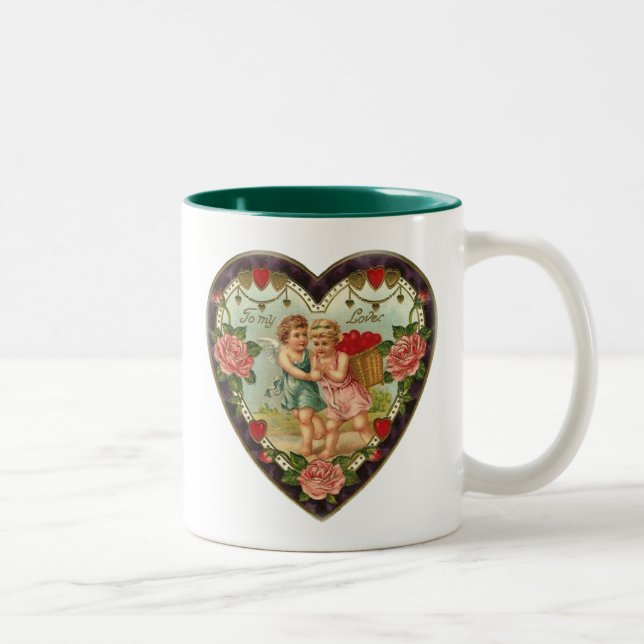 Victorian Valentine To My Love II Two-Tone Coffee Mug (Right)
