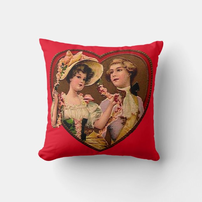 Victorian Valentines Couple Pillow (Front)