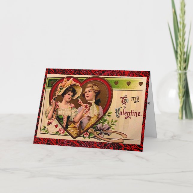 Victorian Valentines Couple with Verse Card (Front)