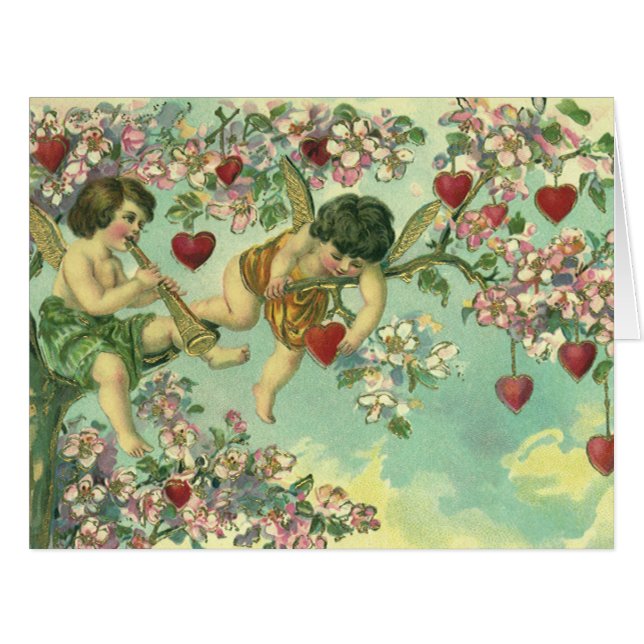 Victorian Valentines Day Cupids Vintage Heart Tree (Front Horizontal)