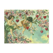 Victorian Valentines Day Cupids Vintage Heart Tree
