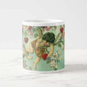 Victorian Valentines Day Cupids Vintage Heart Tree Large Coffee Mug