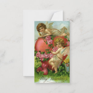 Victorian Valentines Day Vintage Angels Heart Rose Note Card