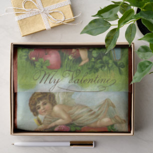 Victorian Valentines Day Vintage Angels Heart Rose Tissue Paper