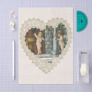 Victorian Valentine's Day, Vintage Angels w Letter Tissue Paper