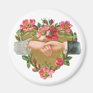 Victorian Valentine's Day, Vintage Hands w Flowers Magnet
