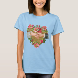Victorian Valentine's Day, Vintage Hands w Flowers T-Shirt