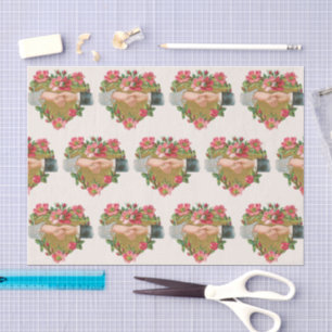 Victorian Valentine's Day, Vintage Hands w Flowers Tissue Paper