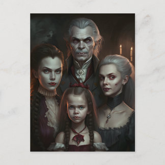 Victorian Vampire Family, Gothic Horror Postcard