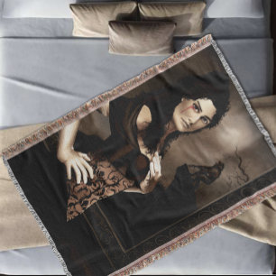 Victorian Vampire Werewolf Throw Blanket
