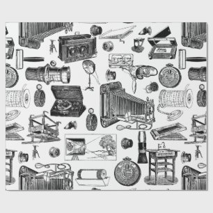 victorian vintage antique photography camera toile wrapping paper