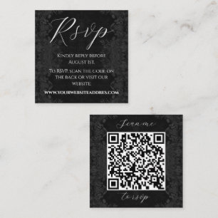 Victorian Vintage Black and White QR Code Wedding Enclosure Card
