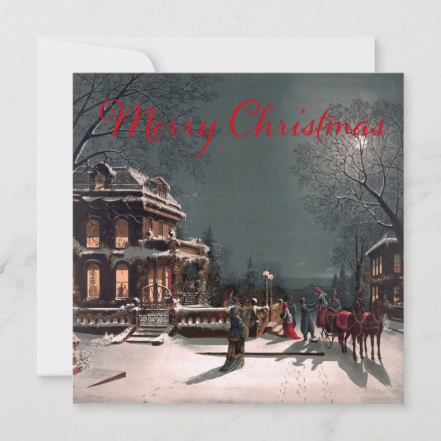 Victorian Vintage Christmas Night Card (Front)