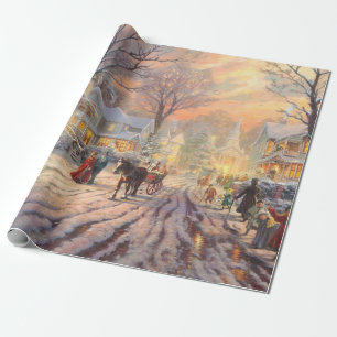 Victorian Vintage Christmas Night Wrapping Paper