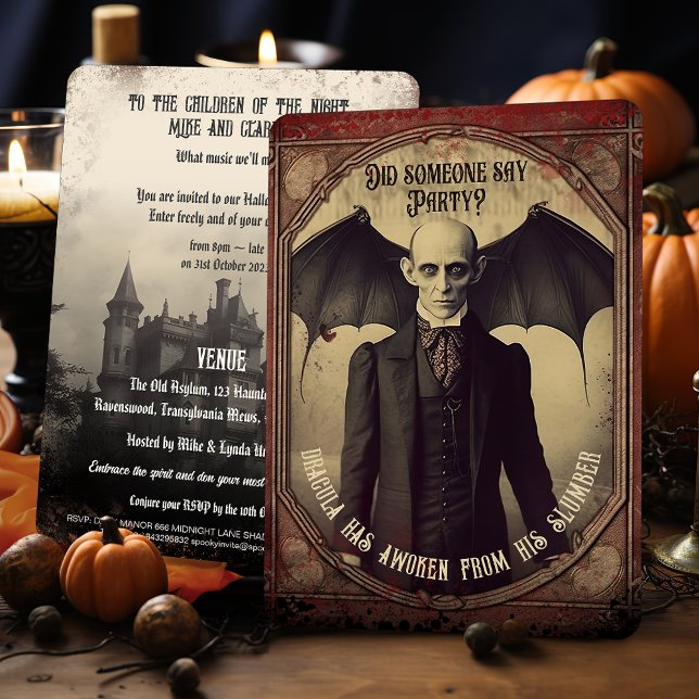Victorian Vintage Count Dracula Halloween Invitation (Set the tone for your Halloween Party with this Vintage Halloween Invitation)