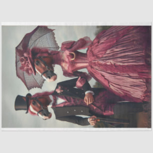 Victorian Vintage Couple Horses Decoupage Tissue Paper
