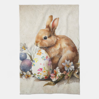 Victorian vintage Easter Bunny  & flowers Kitchen  Tea Towel