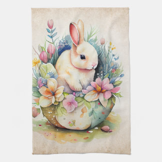 Victorian vintage Easter Bunny Tea Towel