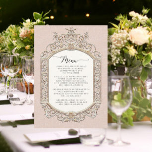 Victorian Vintage Elegant Blush Pink n Gold Menu