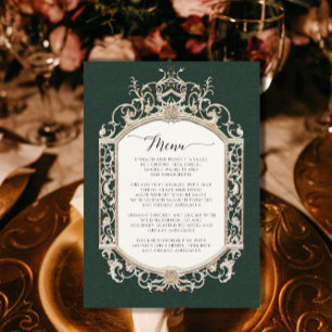 Victorian Vintage Elegant Emerald Green Gold Menu