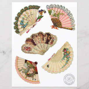 Victorian Vintage Fans Cutouts Scrapbook Paper
