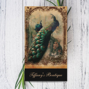 victorian vintage floral parisian peacock business card