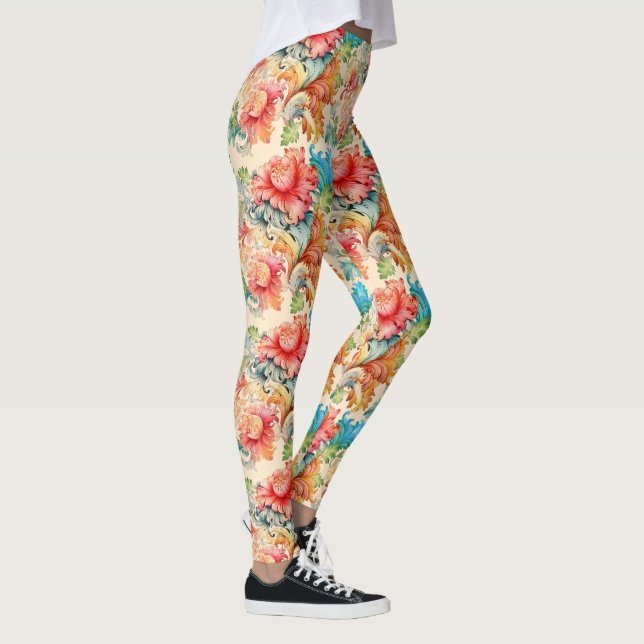 Victorian Vintage Floral Pattern Leggings (Right)