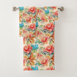 Victorian Vintage Florals and Flourishes Bath Towel Set