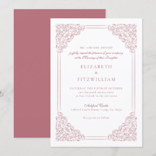 Victorian Vintage Frame Muted Pink Wedding    Invitation