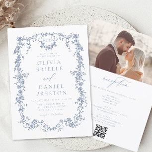 Victorian Vintage French Photo QR Code Wedding Invitation