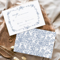 Victorian Vintage French RSVP Dusty Blue Wedding