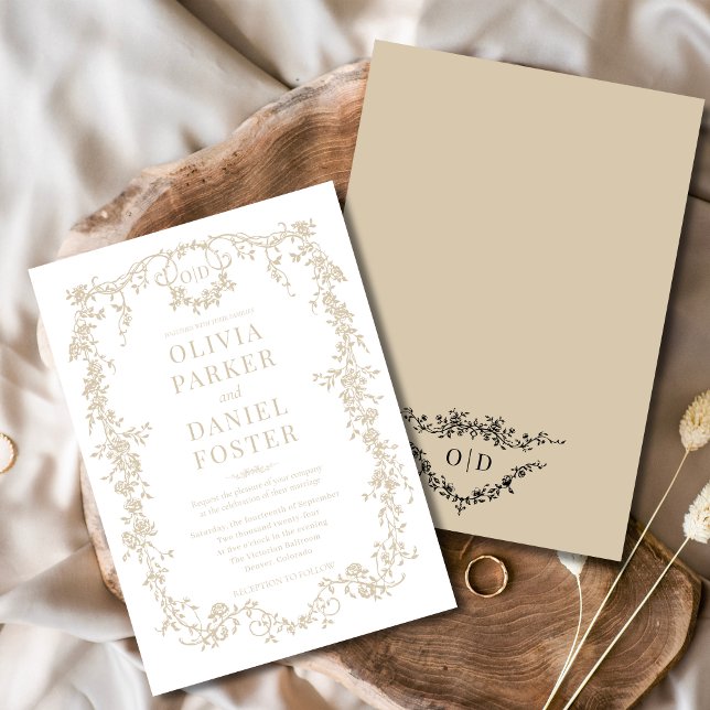 Victorian Vintage Gold Wedding Monogram Invitation (Creator Uploaded)