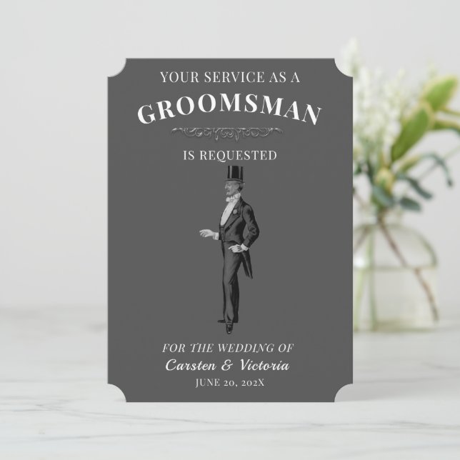 Victorian Vintage Groomsman Invitation (Standing Front)