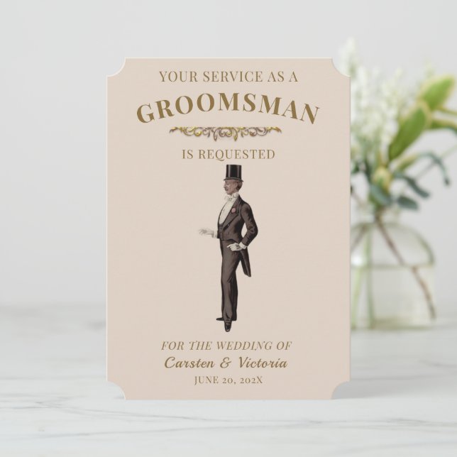 Victorian Vintage Groomsman Invitation (Standing Front)